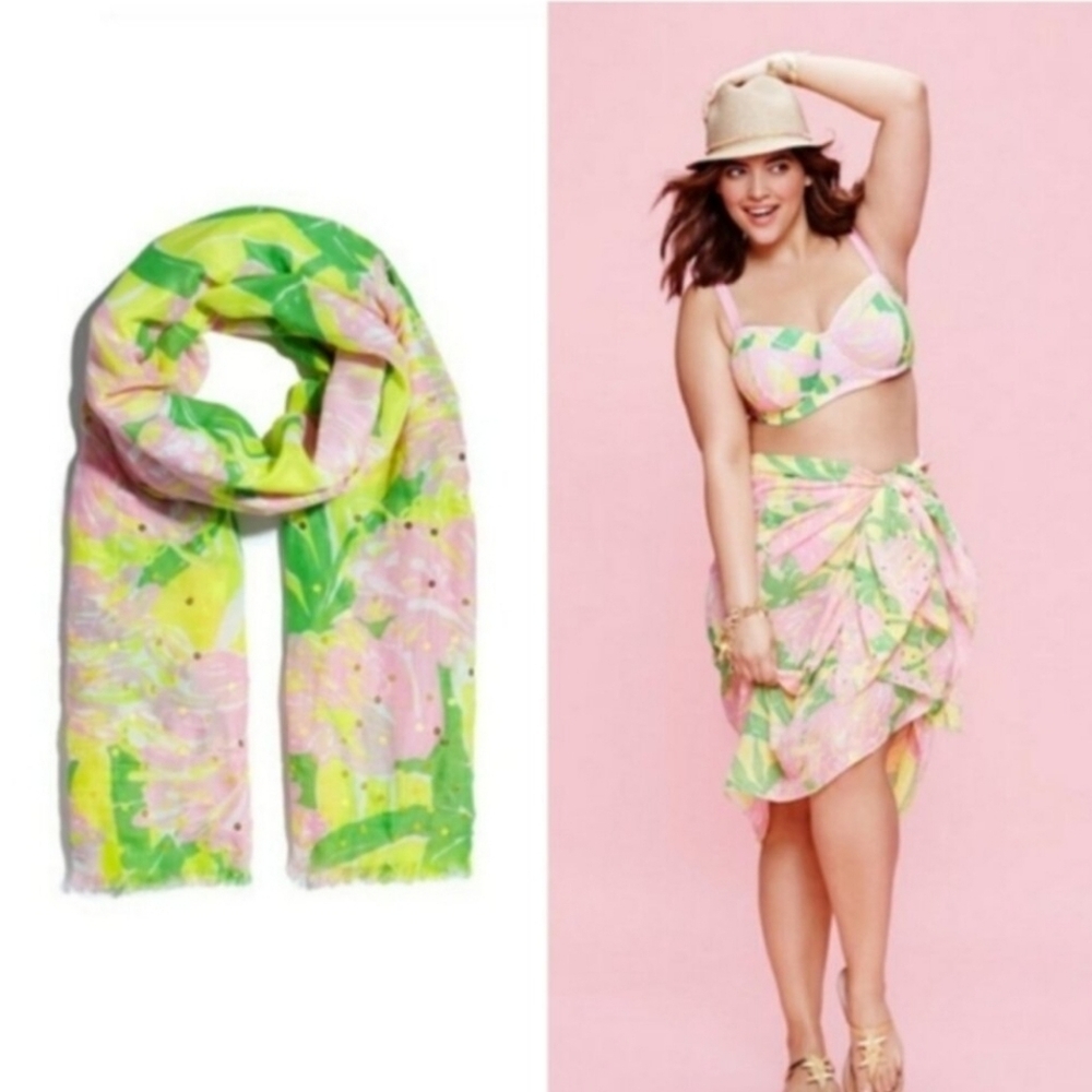 RARE Lilly Pulitzer for Target "Fan Dance" Scarf, Wrap, Swim Cover Up, One Size - Picture 4 of 4